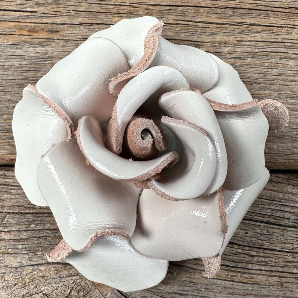 Hand Painted Leather Flowers - Roses: WHITE