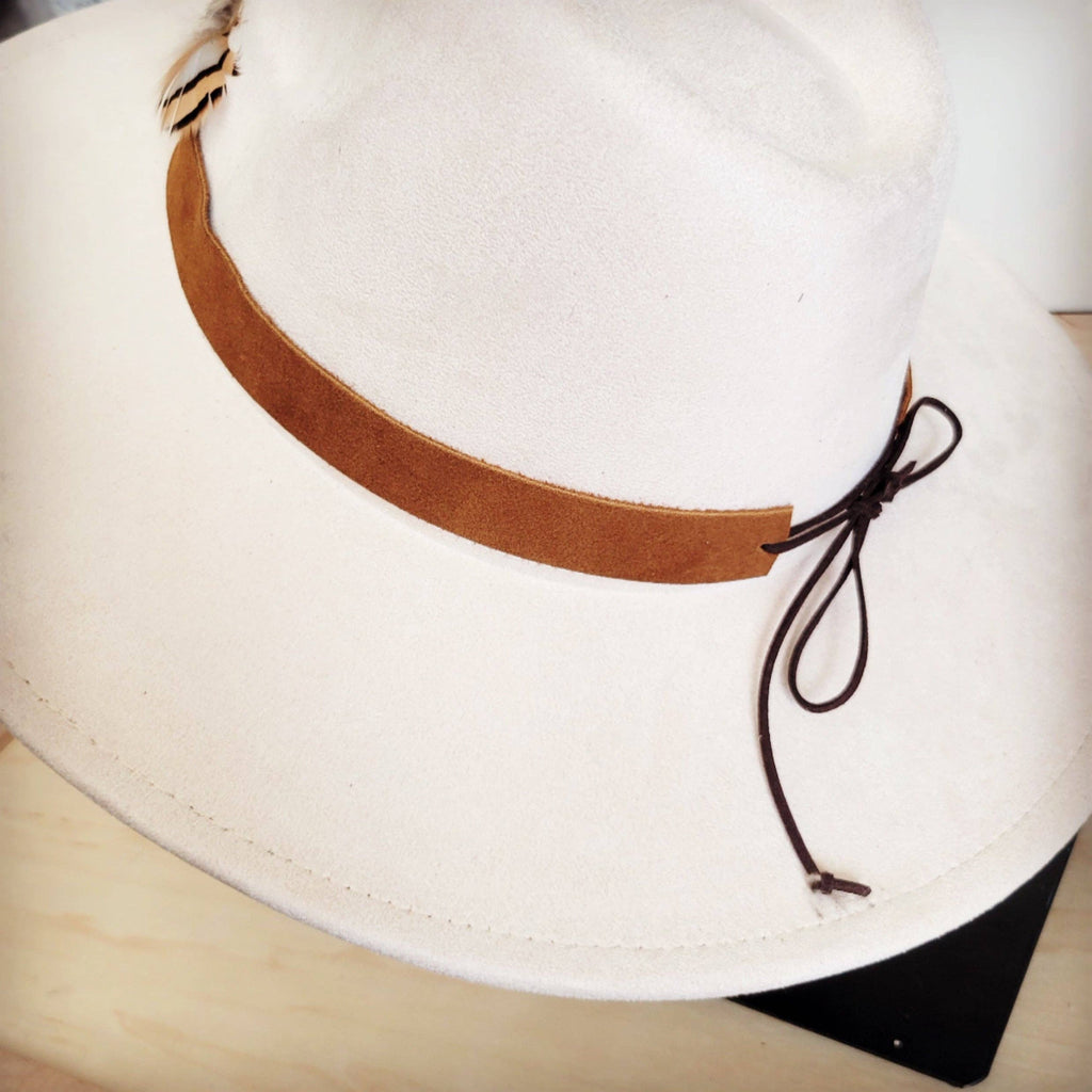 Genuine Suede Leather Hat Band w/ Stone Pendant & Feathers 954u