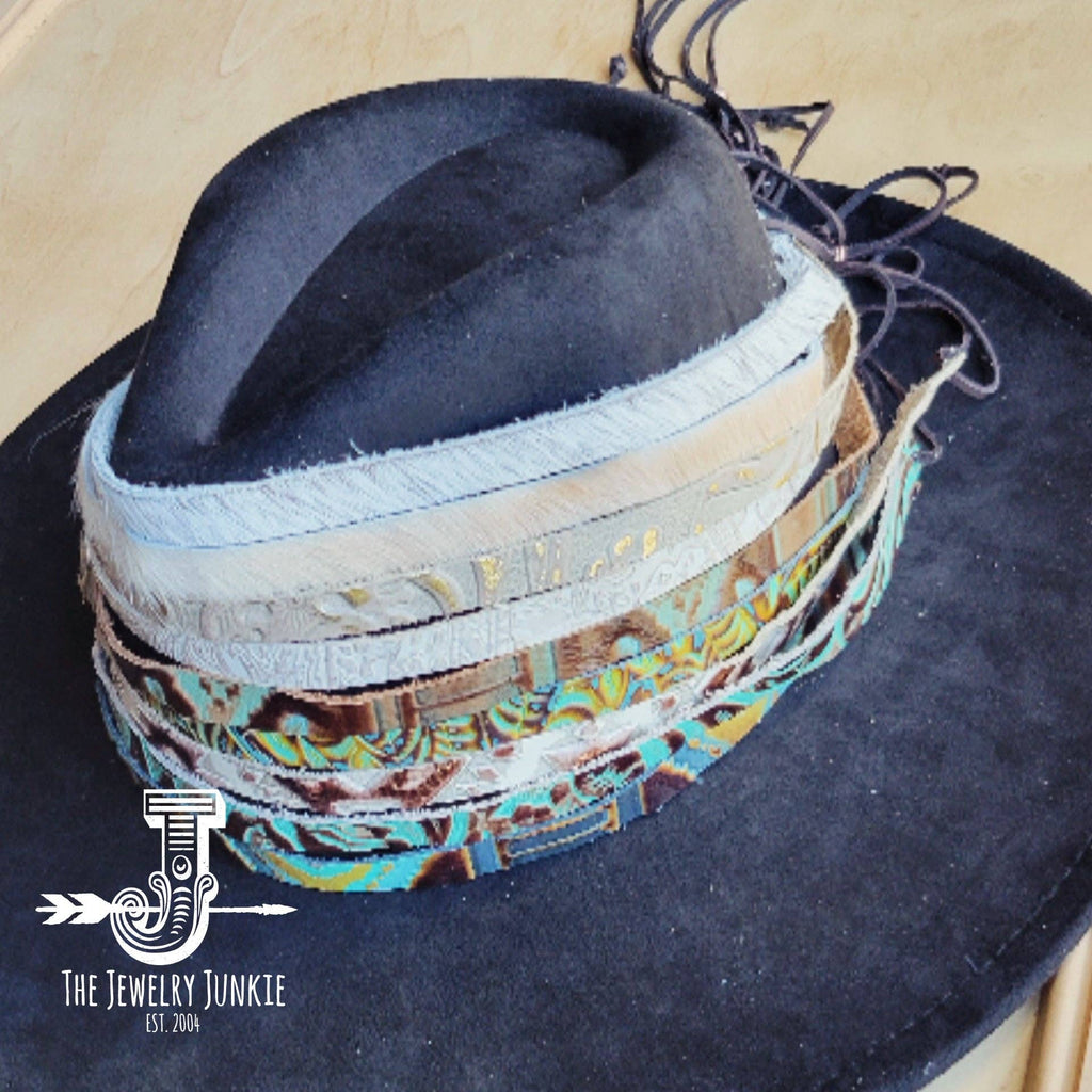 White and Gold Gator Embossed Leather Hat Band Only 951g: 1/2 Inch