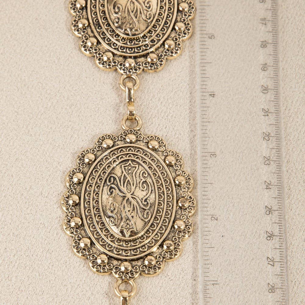 Oval Western Concho Chain Link Belt: S