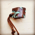 Leather Cuff w/ Adjustable Tie in Turquoise Laredo 002c