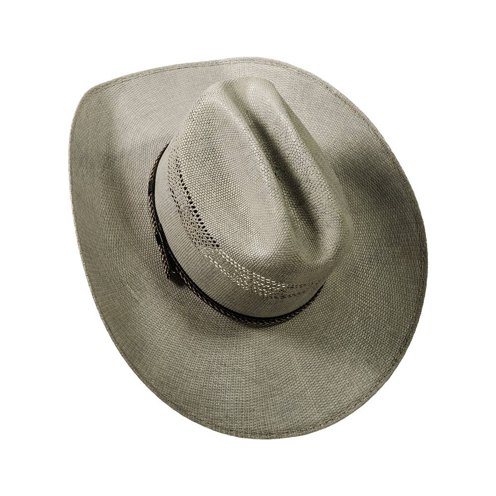 New Western Cowboy Straw Hat- Style American Maverick: Grey / SM