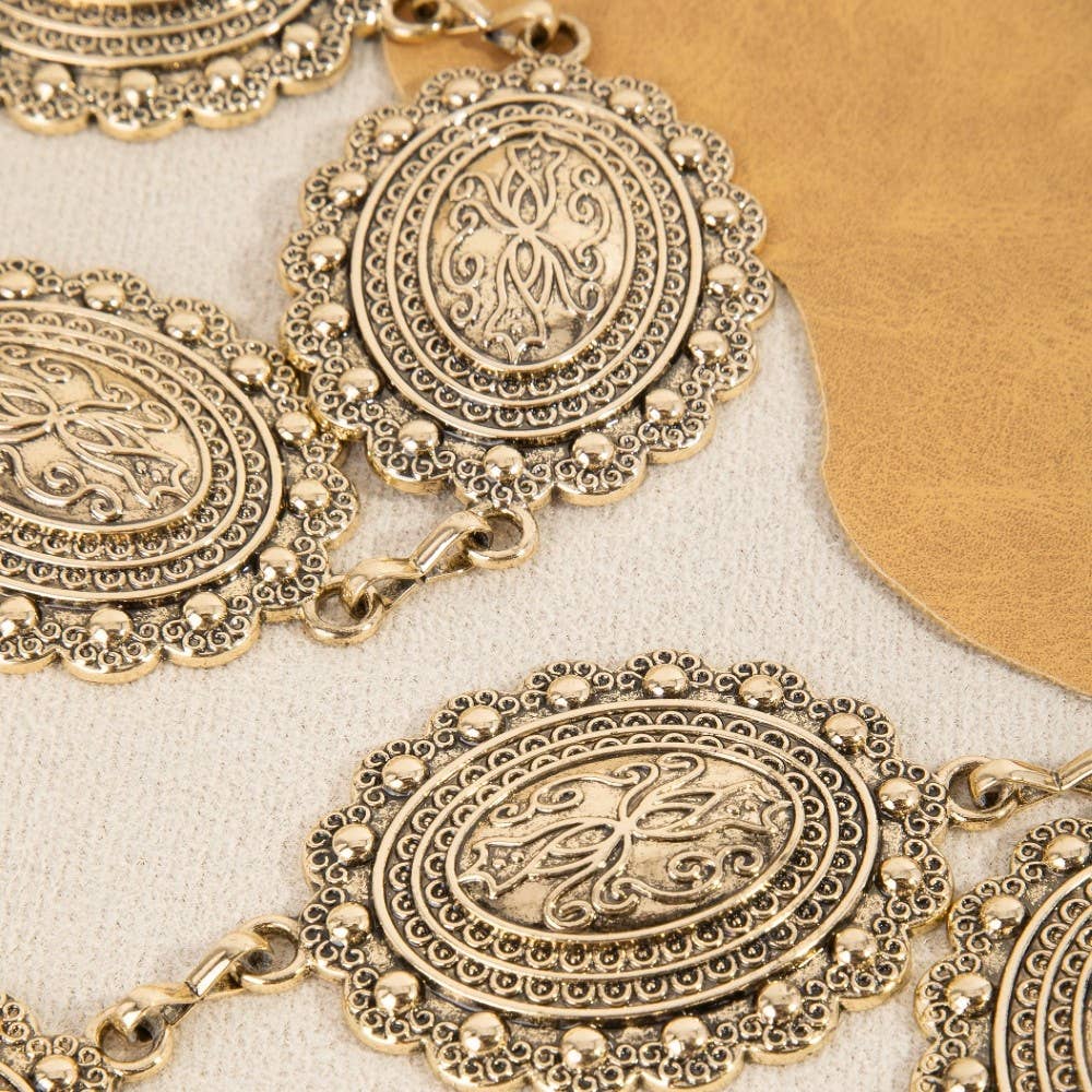 Oval Western Concho Chain Link Belt: S