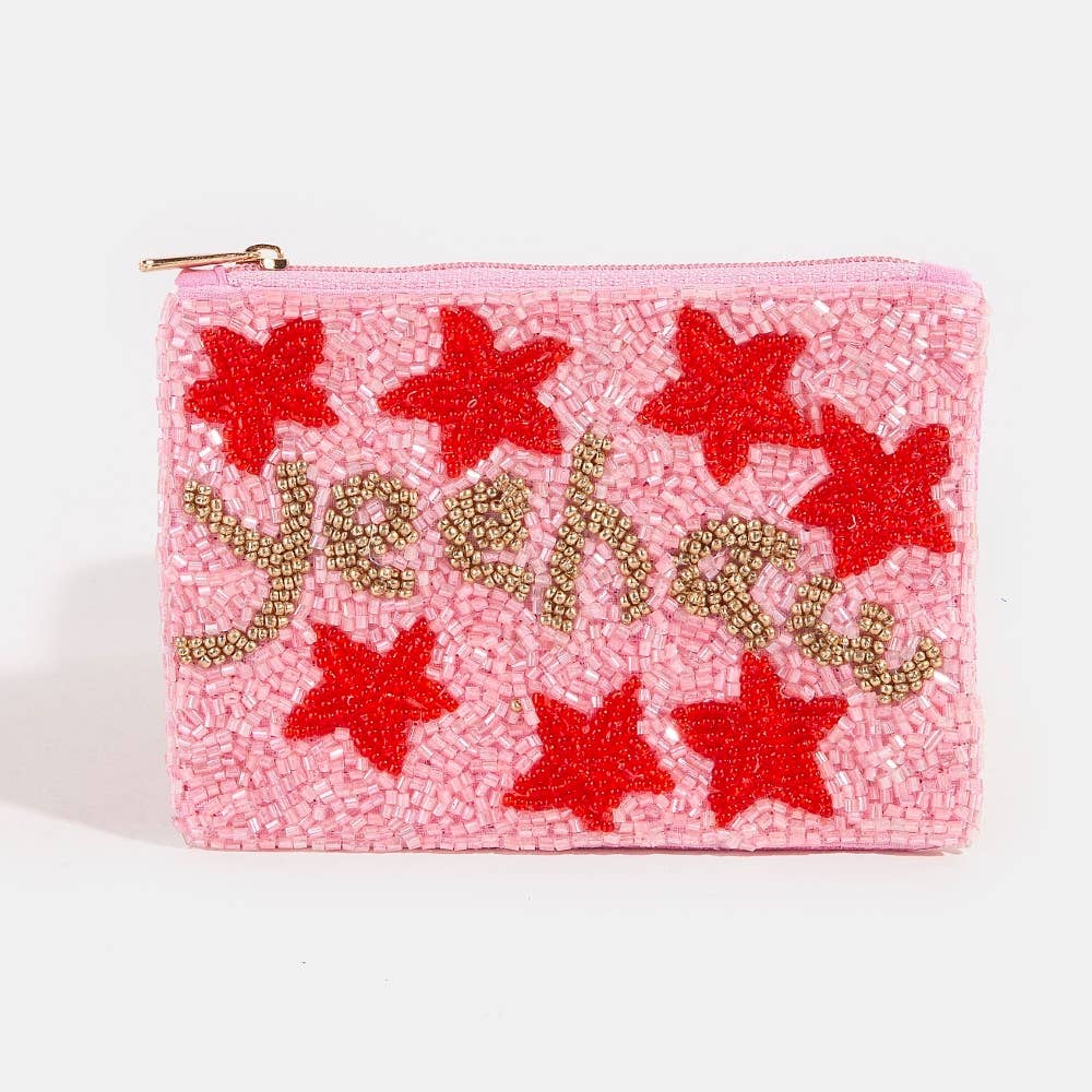 Yeehaw Stars Seed Beaded Coin Purse: MULTI