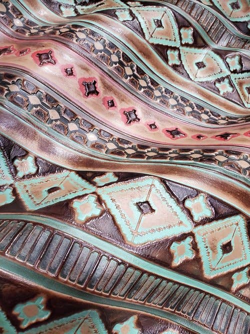 Turquoise Navajo Embossed Leather Hat Band Only 950b: 1 Inch