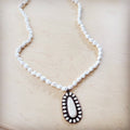 Long Beaded Necklace w/ Squash Blossom Pendant White