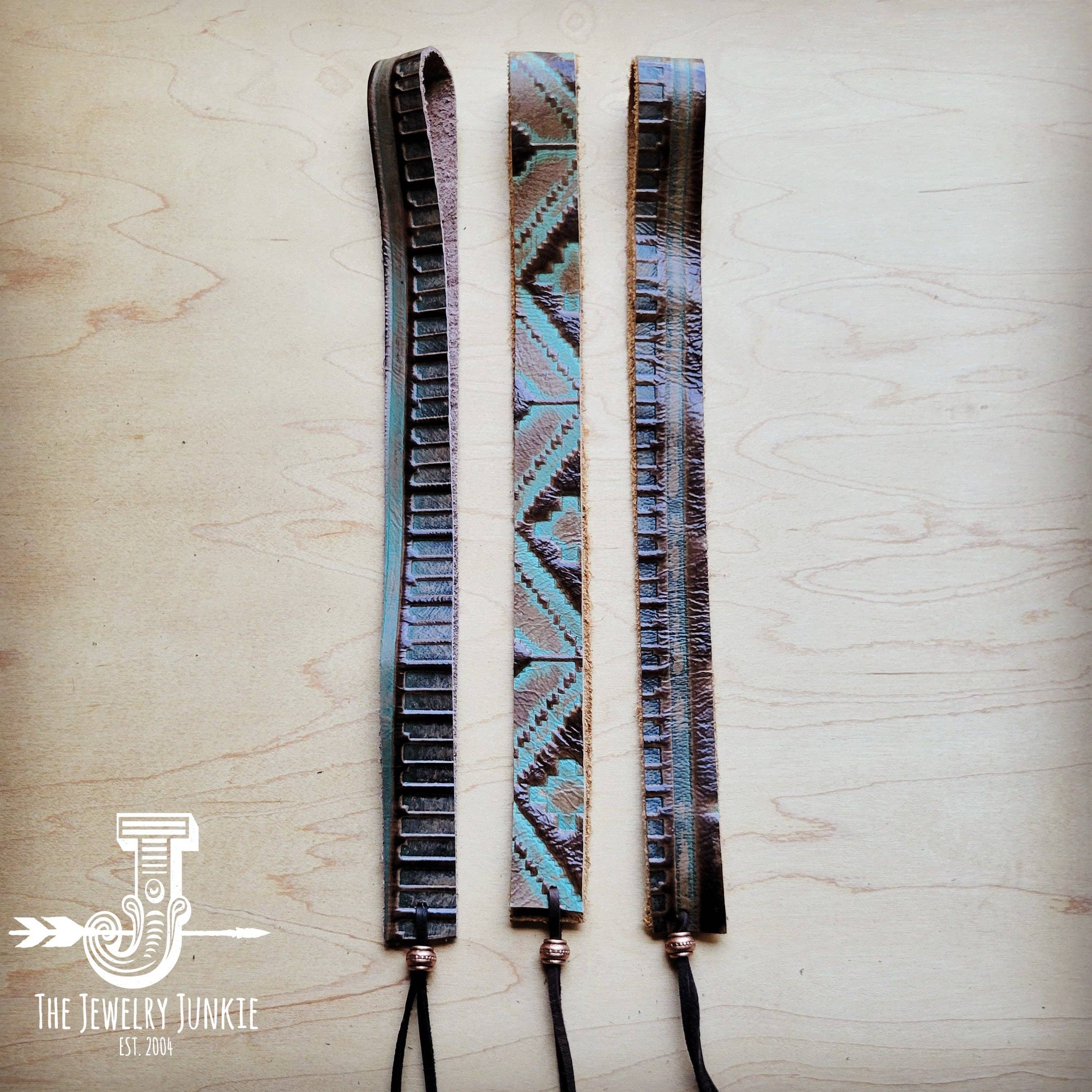 Turquoise Navajo Embossed Leather Hat Band Only 950b: 1 Inch