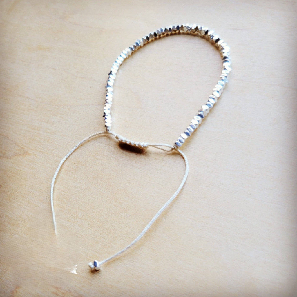 Stackable Woven Beaded Bracelet in Silver 809v