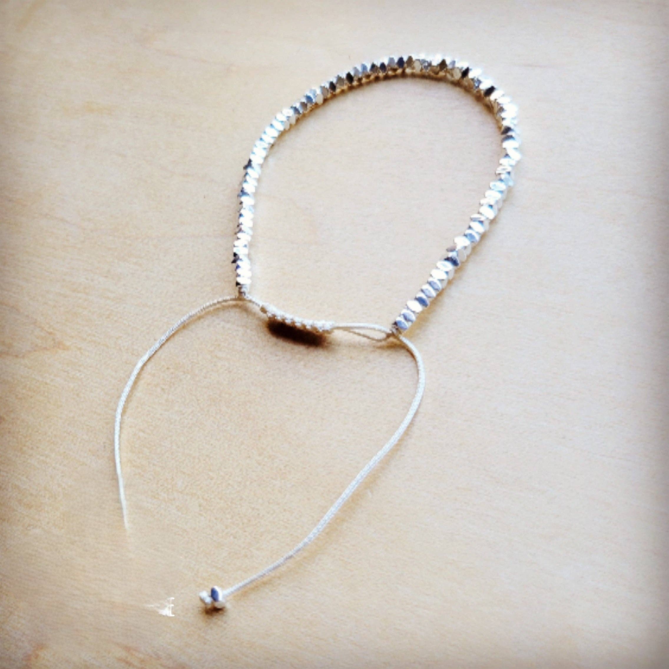 Stackable Woven Beaded Bracelet in Silver 809v