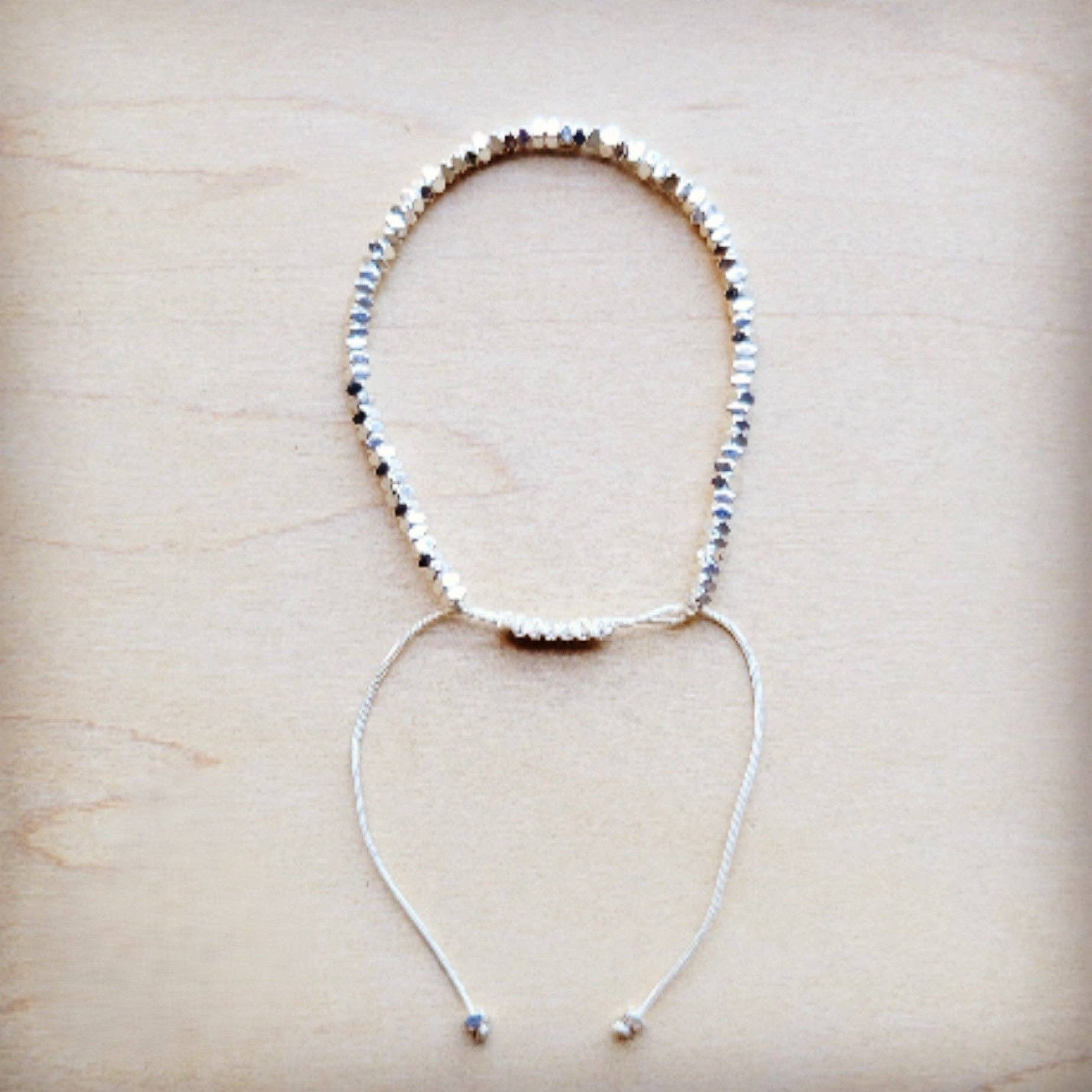 Stackable Woven Beaded Bracelet in Silver 809v