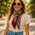35X35" Wine Leopard Print Wild Rag/Scarf WR397