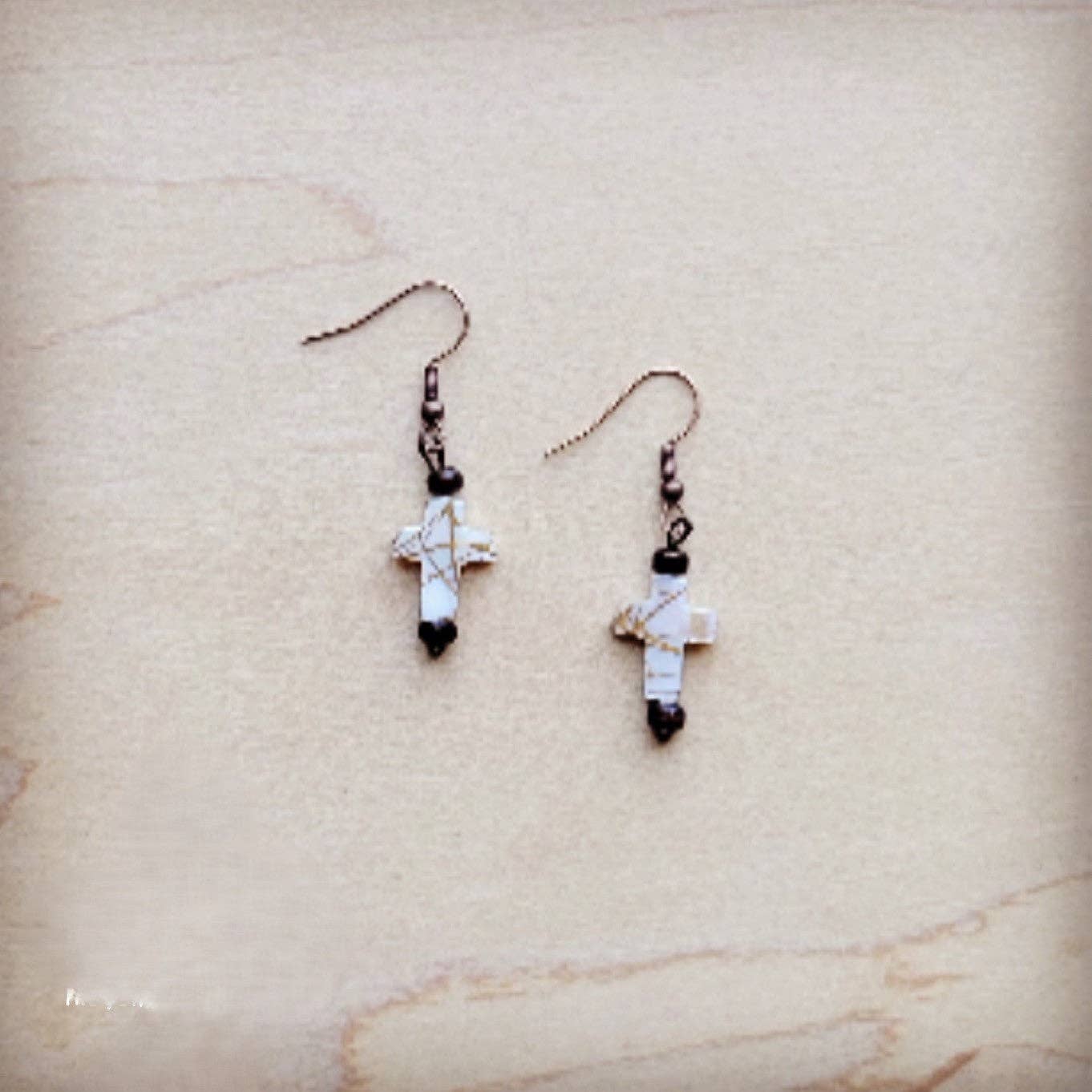 **Mother-of-Pearl Cross Earrings 224c