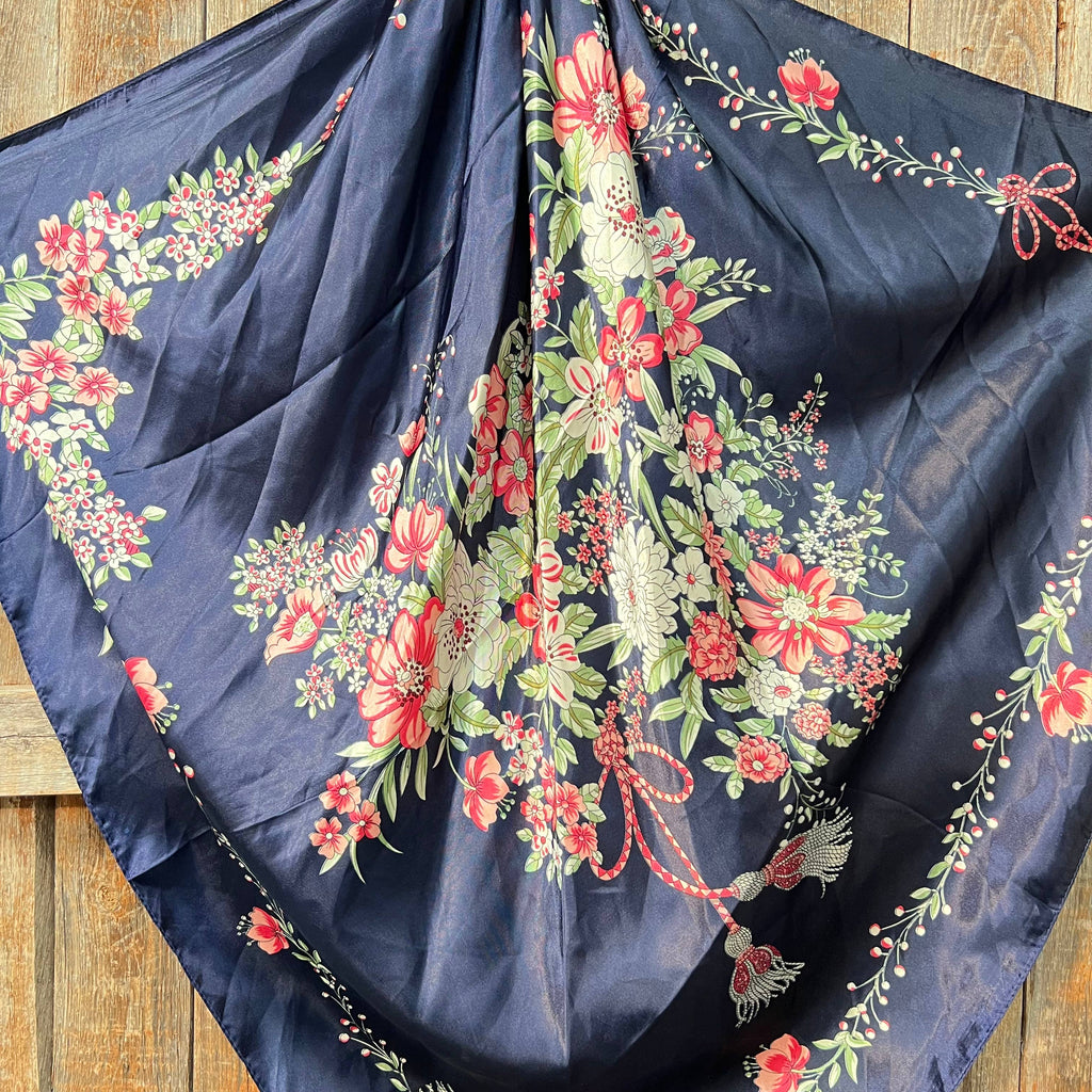 35X35" Rose Buds & Tassels Wild Rag/Scarf WR51
