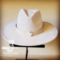 White and Gold Gator Embossed Leather Hat Band Only w/ Turquoise Slab 951v: 1 Inch