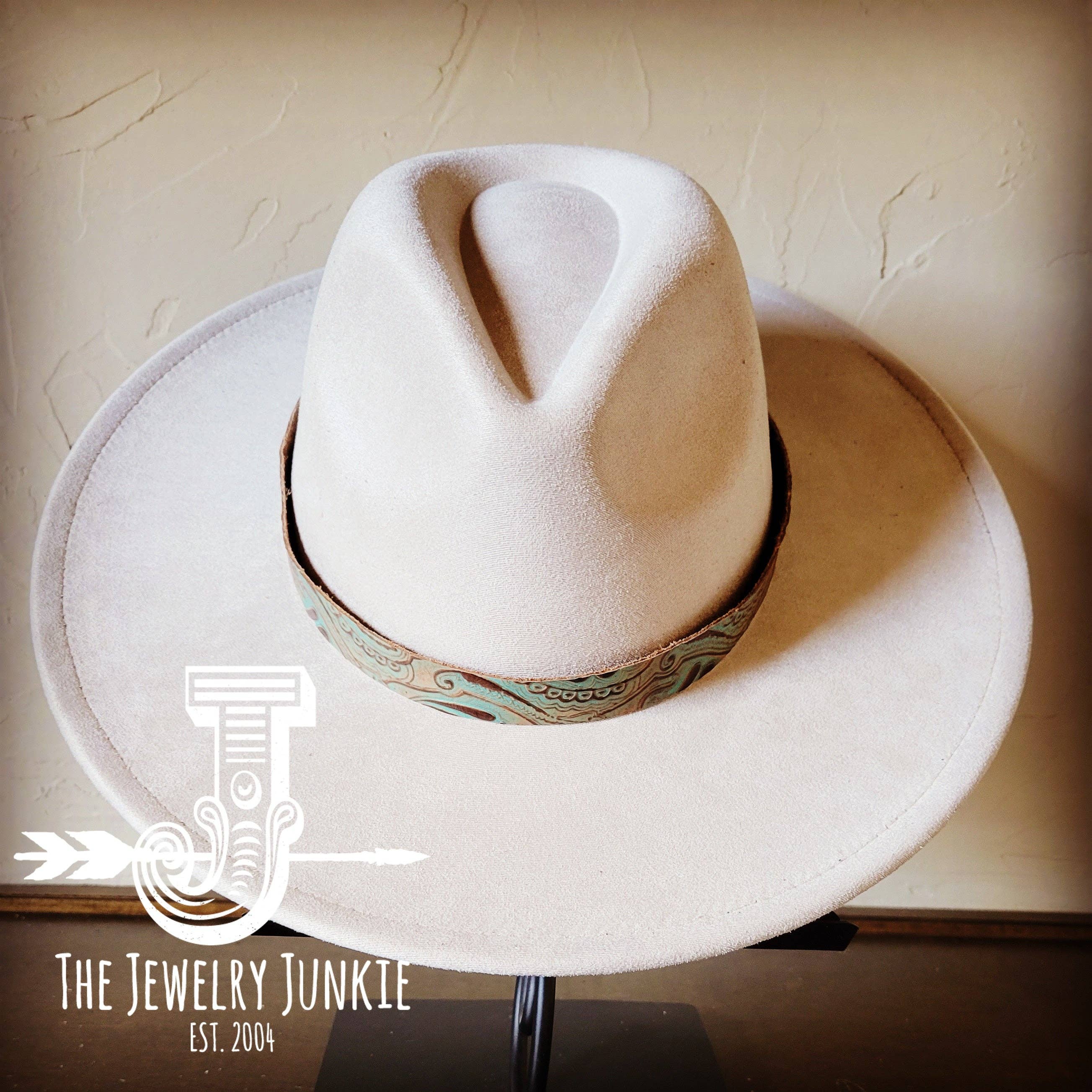 Napolis Turquoise Brown Embossed Leather Hat Band Only 951L: 1/2 Inch