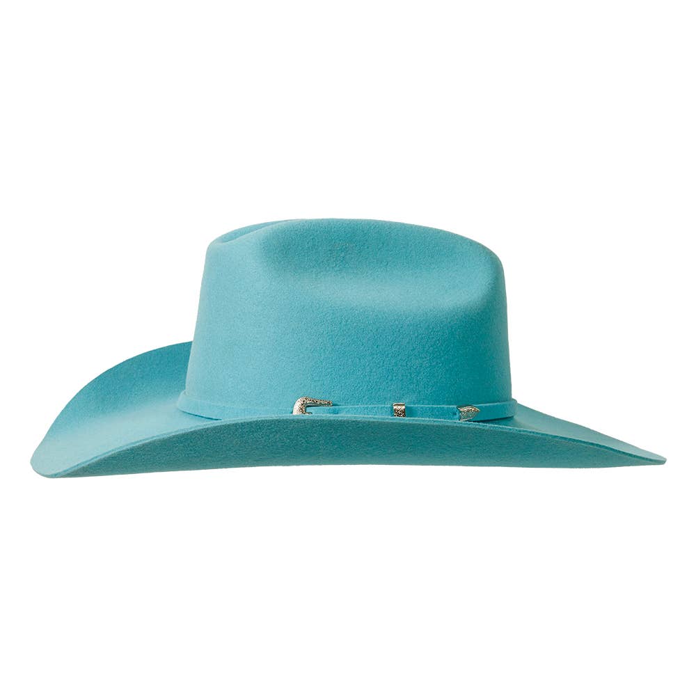 100% Wool Felt Western Cowboy Hat - Style Cattleman: Pastel Green / SM