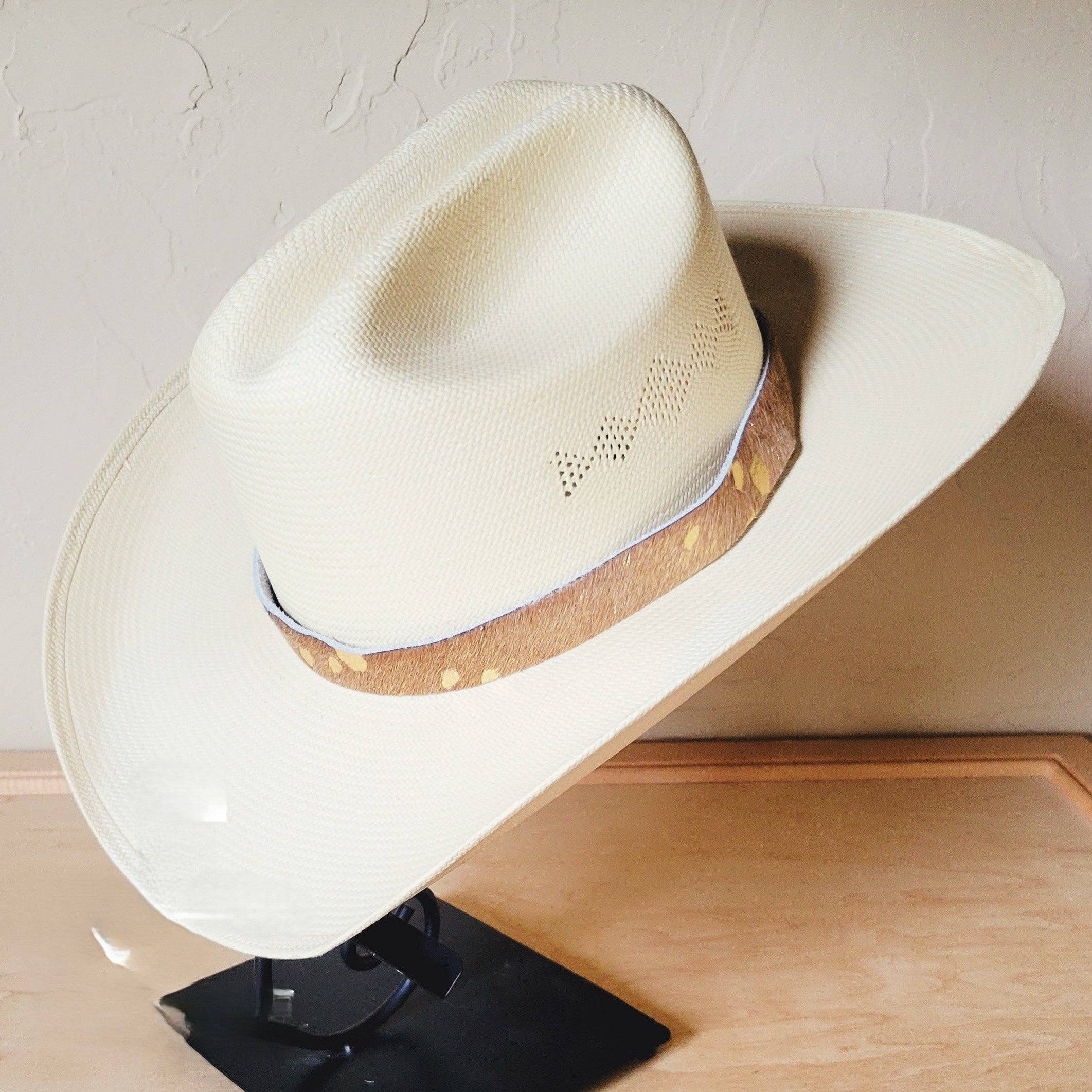 Tan Metallic Leather Hat Band Only 984b: 1/2 Inch
