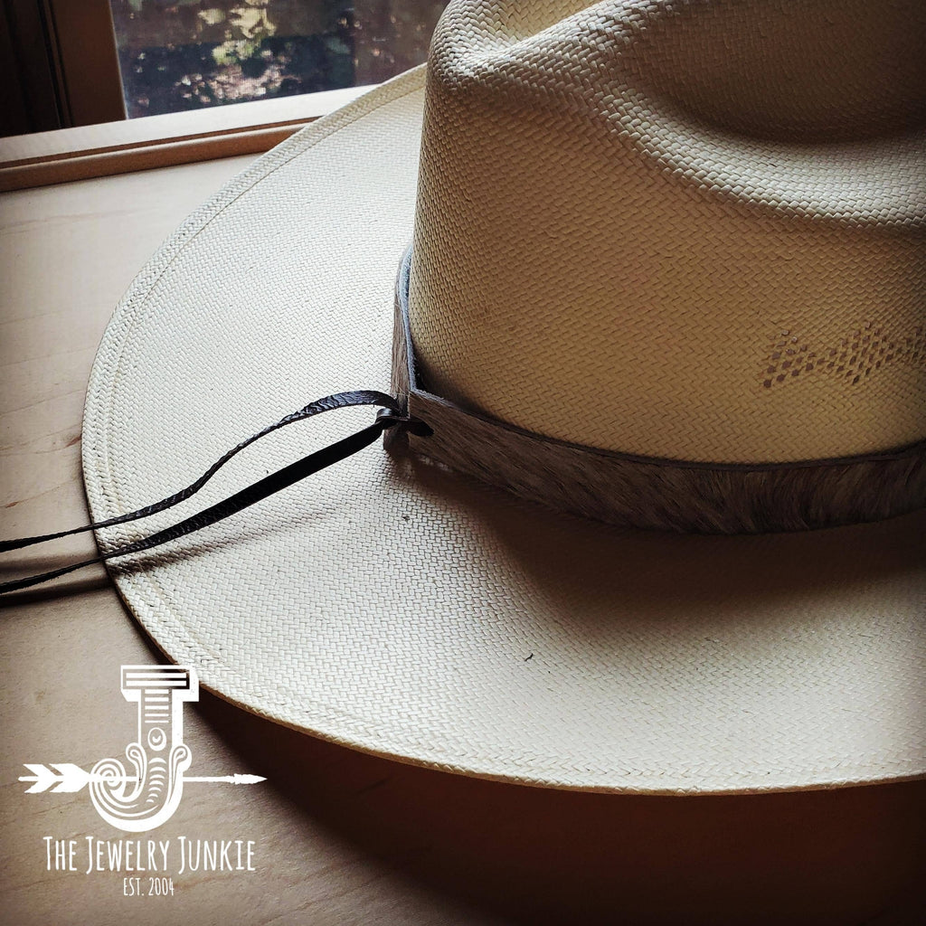 Spotted Hair-on-Hide Leather Hat Band Only w/ Turquoise Slab 950f: 1 Inch