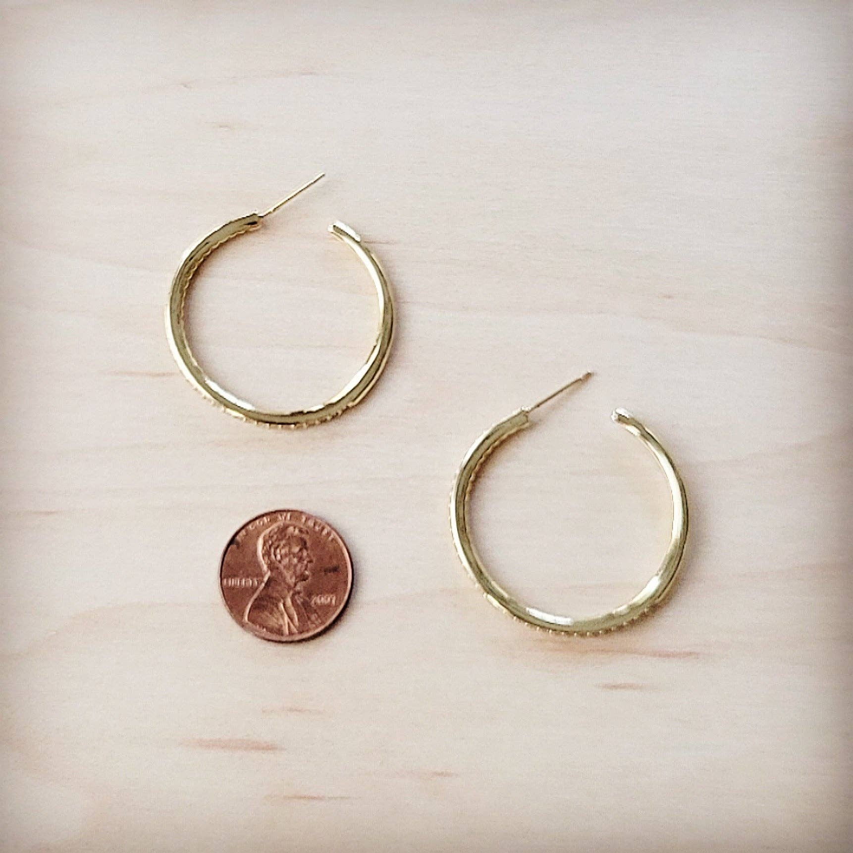 Brilliant Pave-Encrusted Gold Hoop Earrings 219co