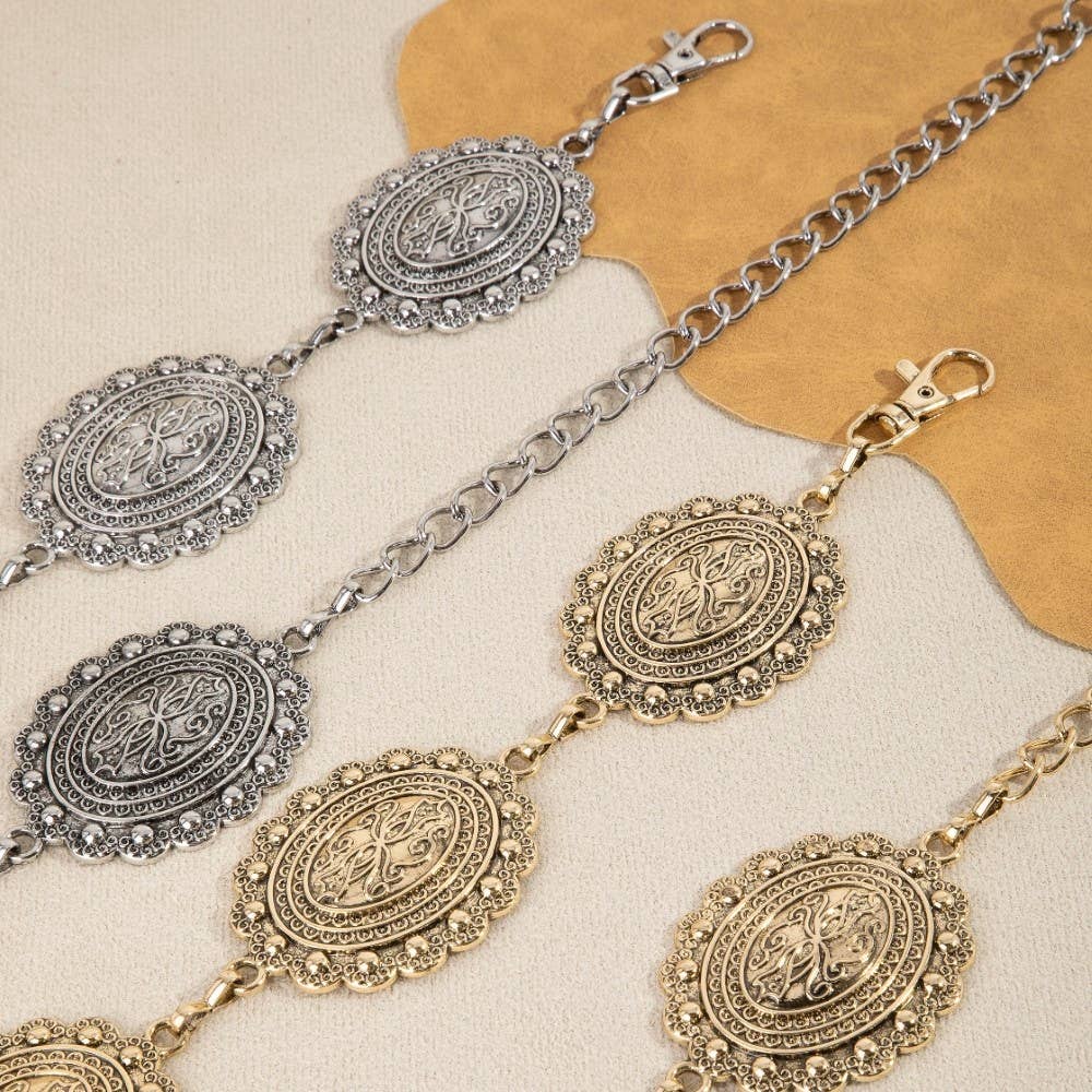 Oval Western Concho Chain Link Belt: S