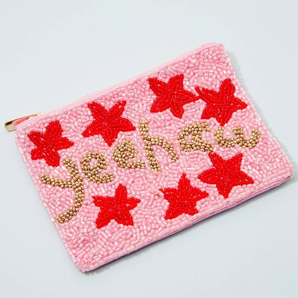 Yeehaw Stars Seed Beaded Coin Purse: MULTI