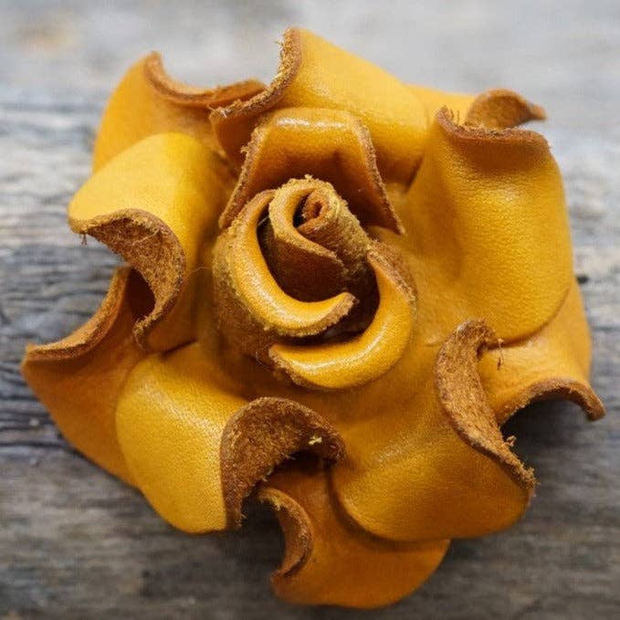 Hand Painted Leather Flowers - Roses: WHITE