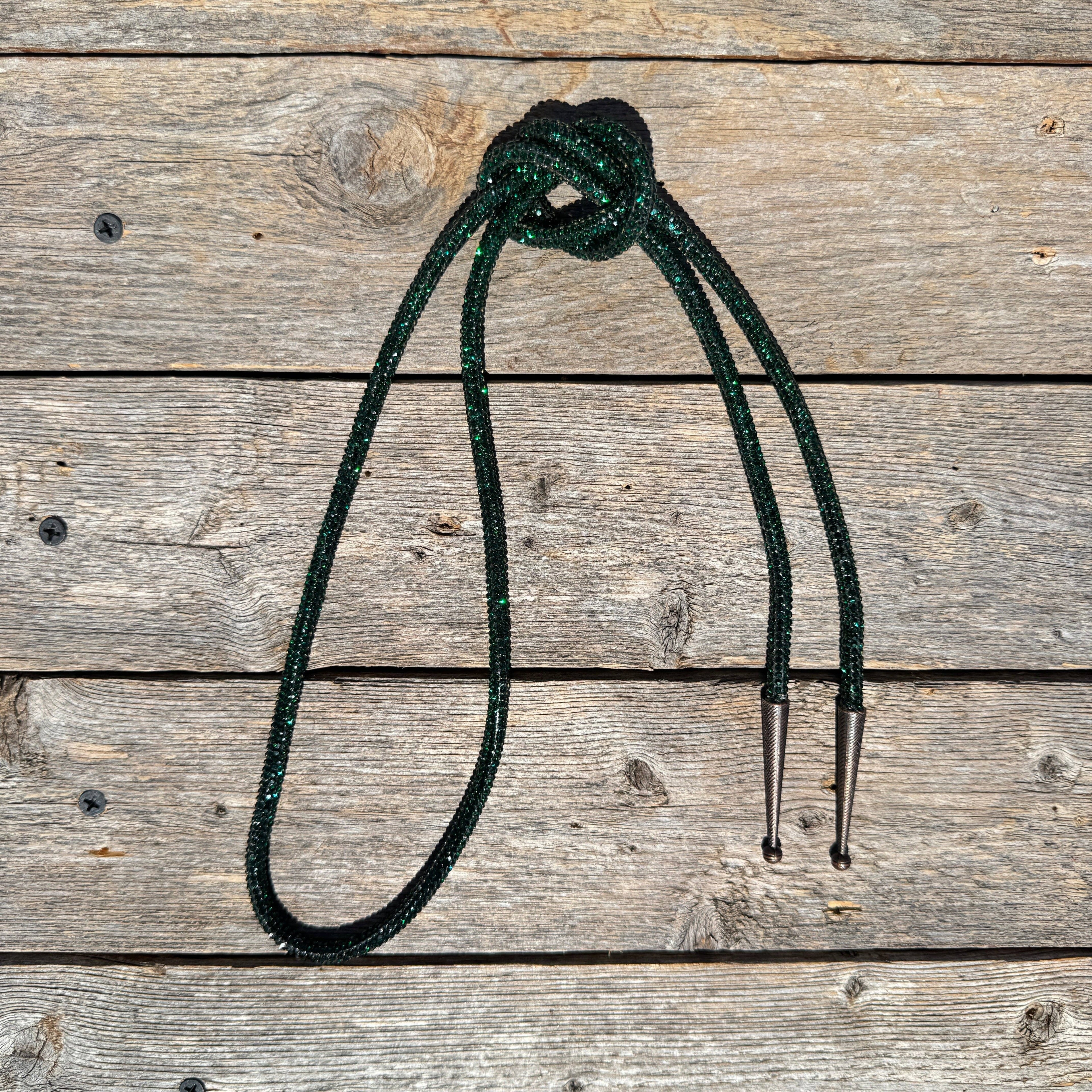 Emerald Rhinestone Western Bolo Tie #BT115