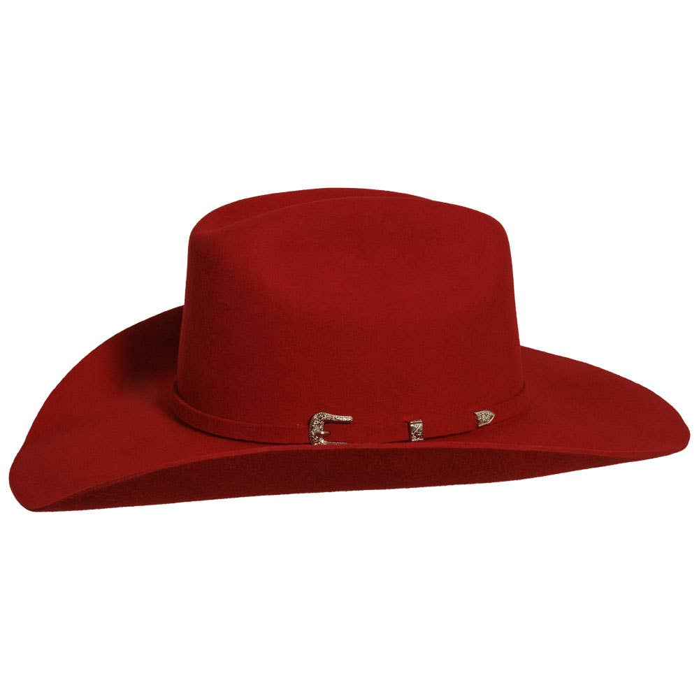 100% Wool Felt Western Cowboy Hat - Style Cattleman: Black / SM