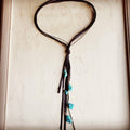 Leather Lasso Necklace with Turquoise Accents 251r