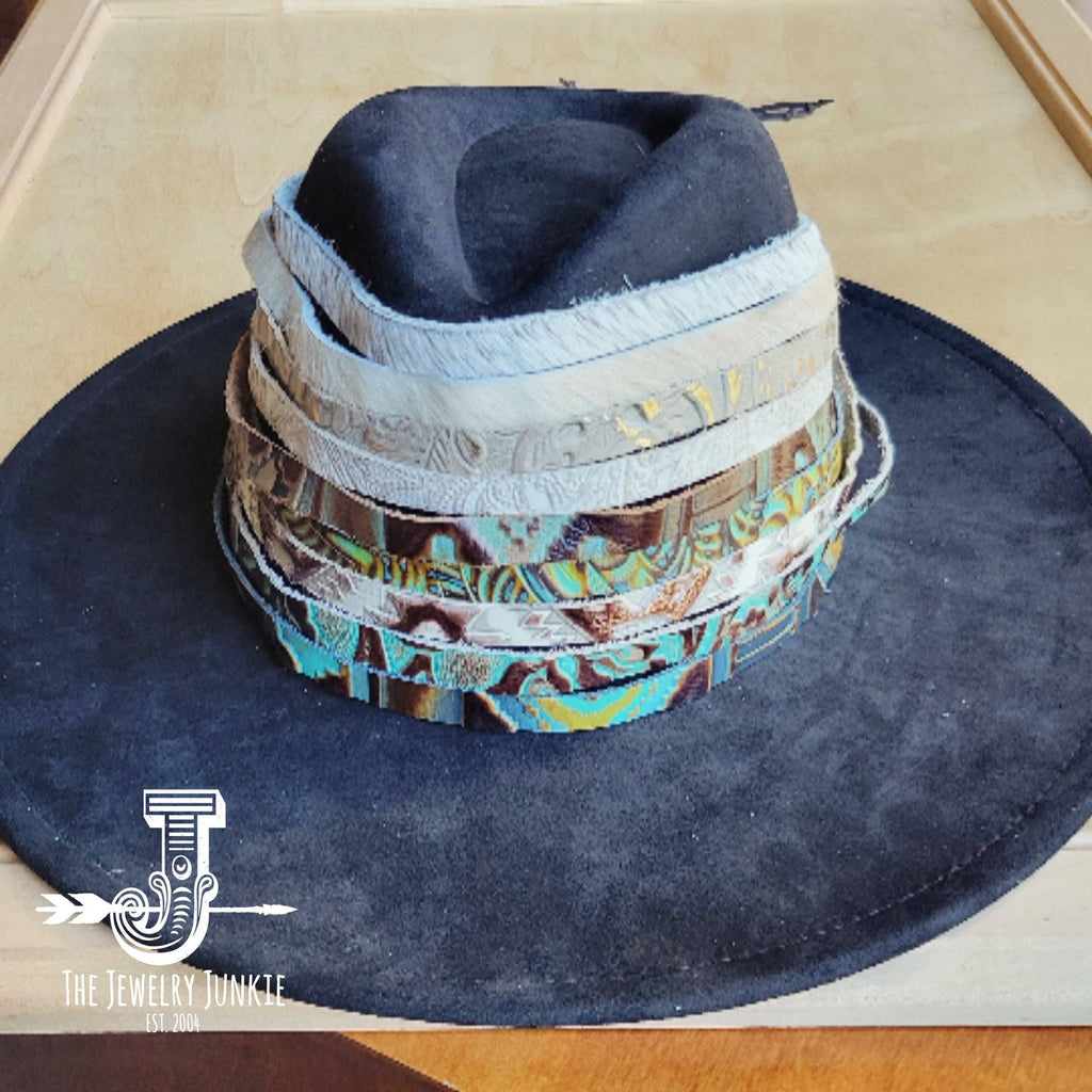 White and Gold Gator Embossed Leather Hat Band Only w/ Turquoise Slab 951v: 1 Inch