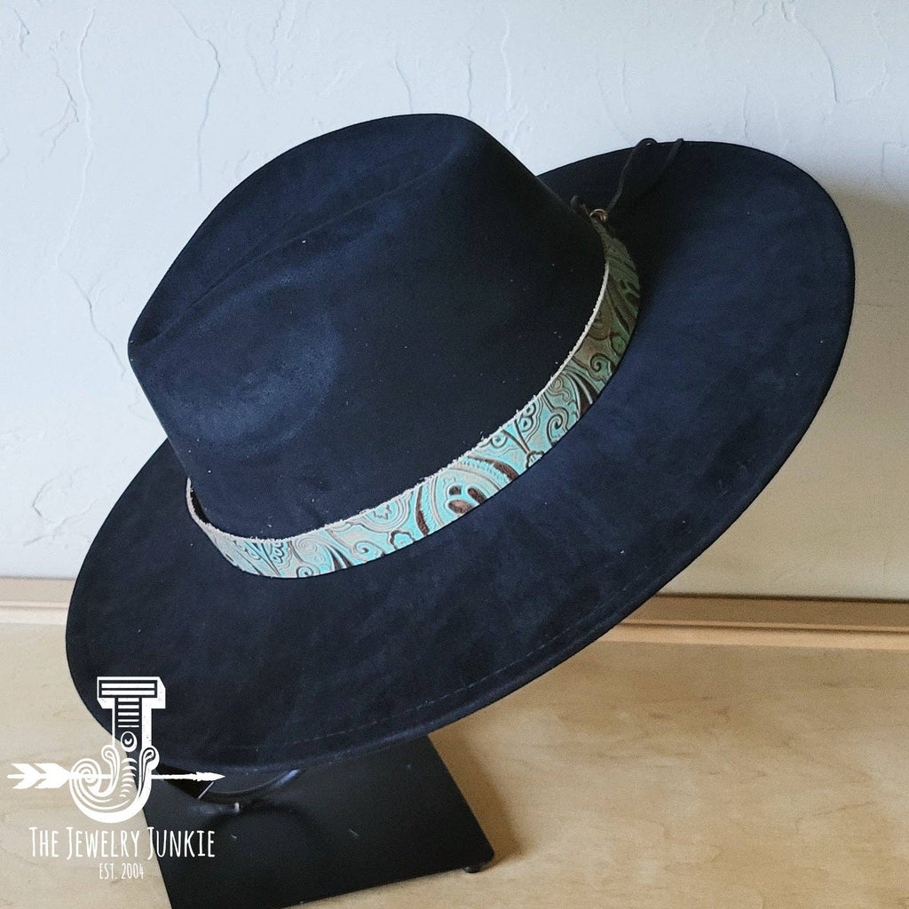 Napolis Turquoise Brown Embossed Leather Hat Band Only 951L: 1/2 Inch