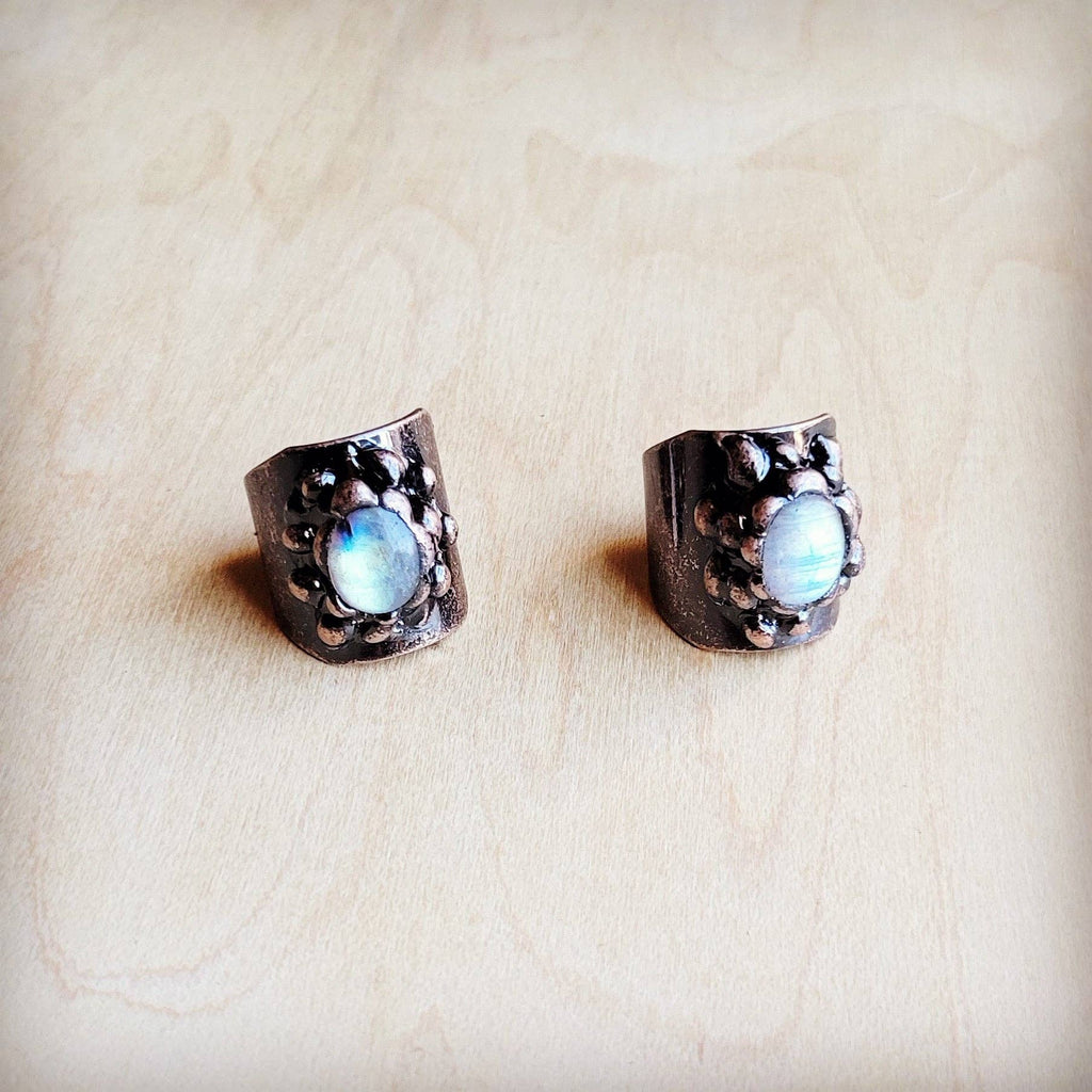 Labradorite Cuff Ring in Antique Copper 012ee