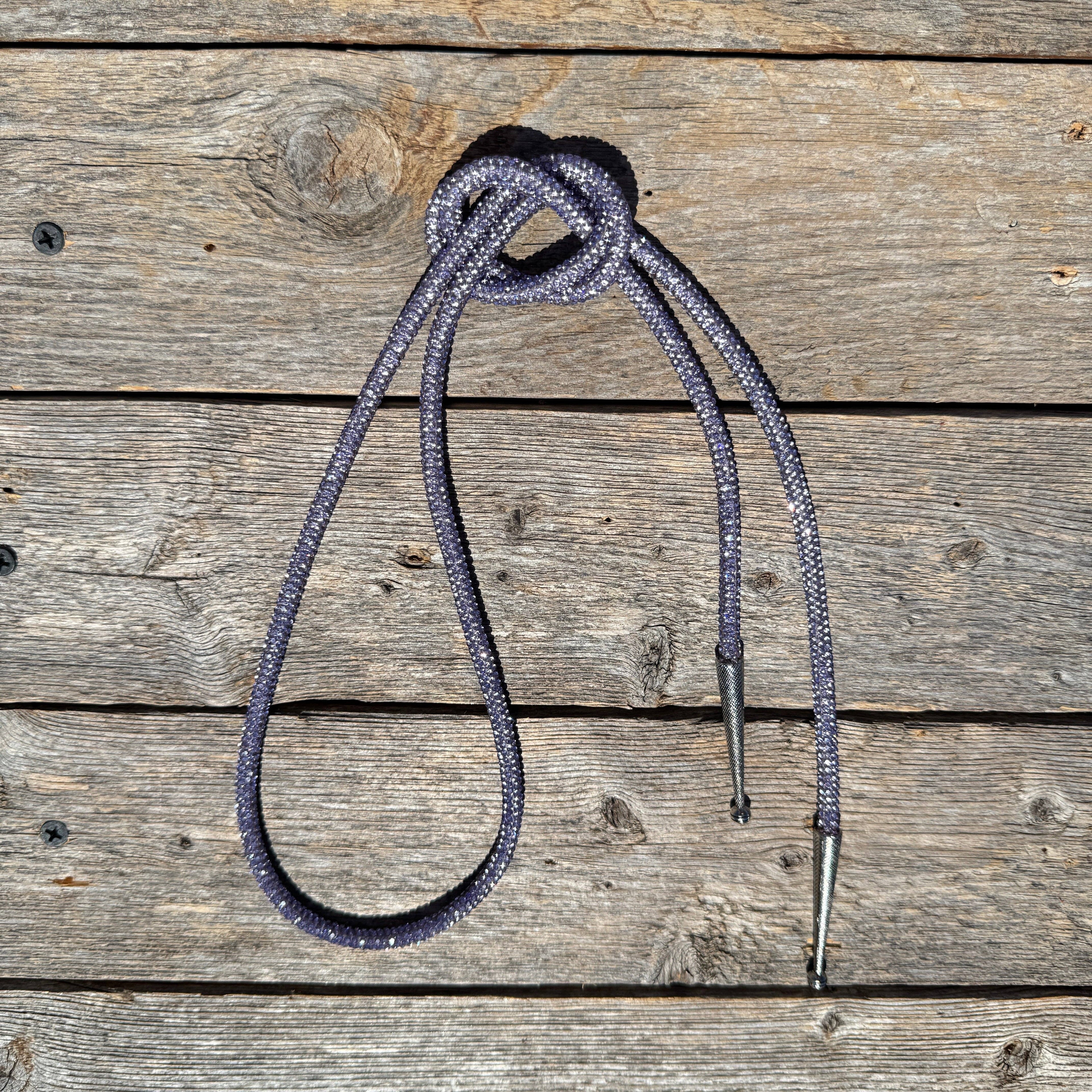 Lilac Rhinestone Western Bolo Tie #BT107