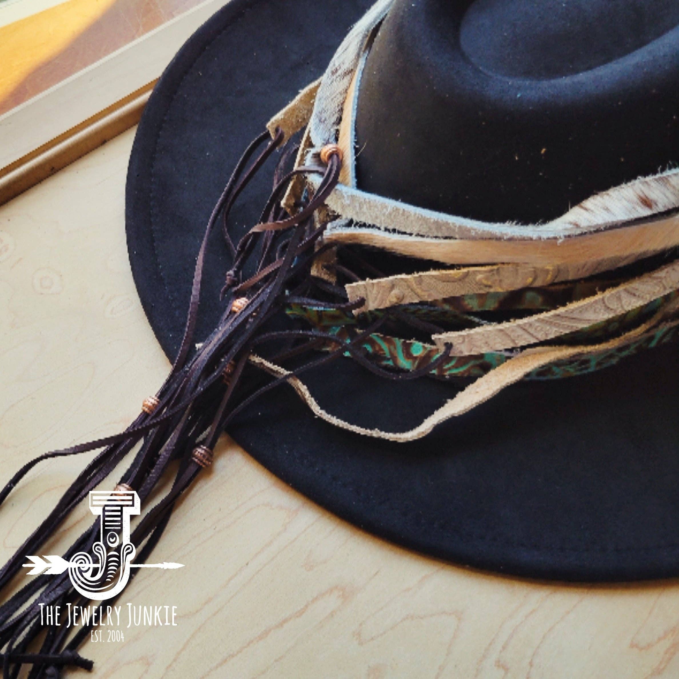 Napolis Turquoise Brown Embossed Leather Hat Band Only 951L: 1/2 Inch