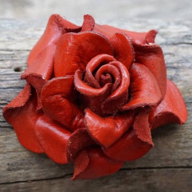 Hand Painted Leather Flowers - Roses: WHITE