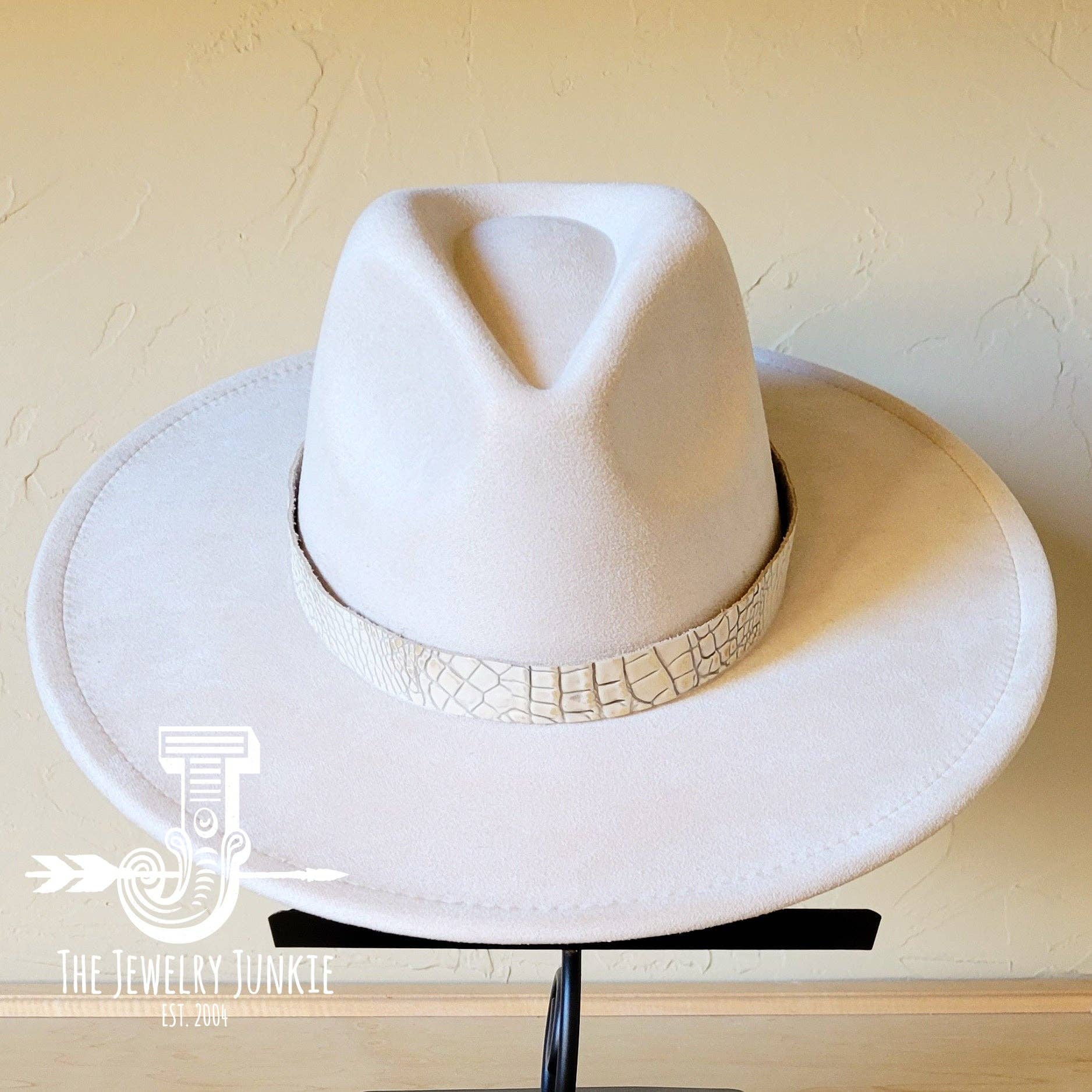White and Gold Gator Embossed Leather Hat Band Only 951g: 1/2 Inch