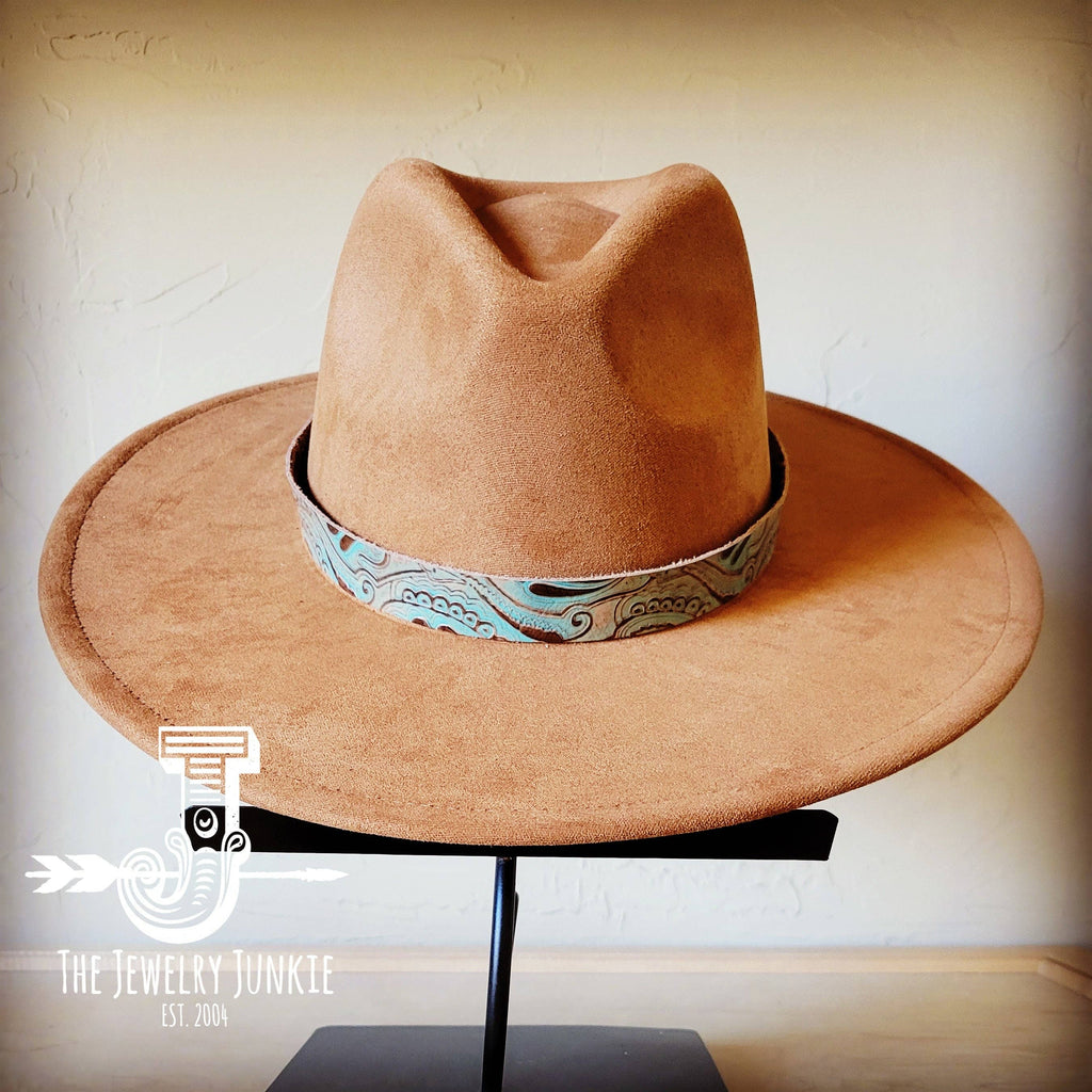 Napolis Turquoise Brown Embossed Leather Hat Band Only 951L: 1/2 Inch