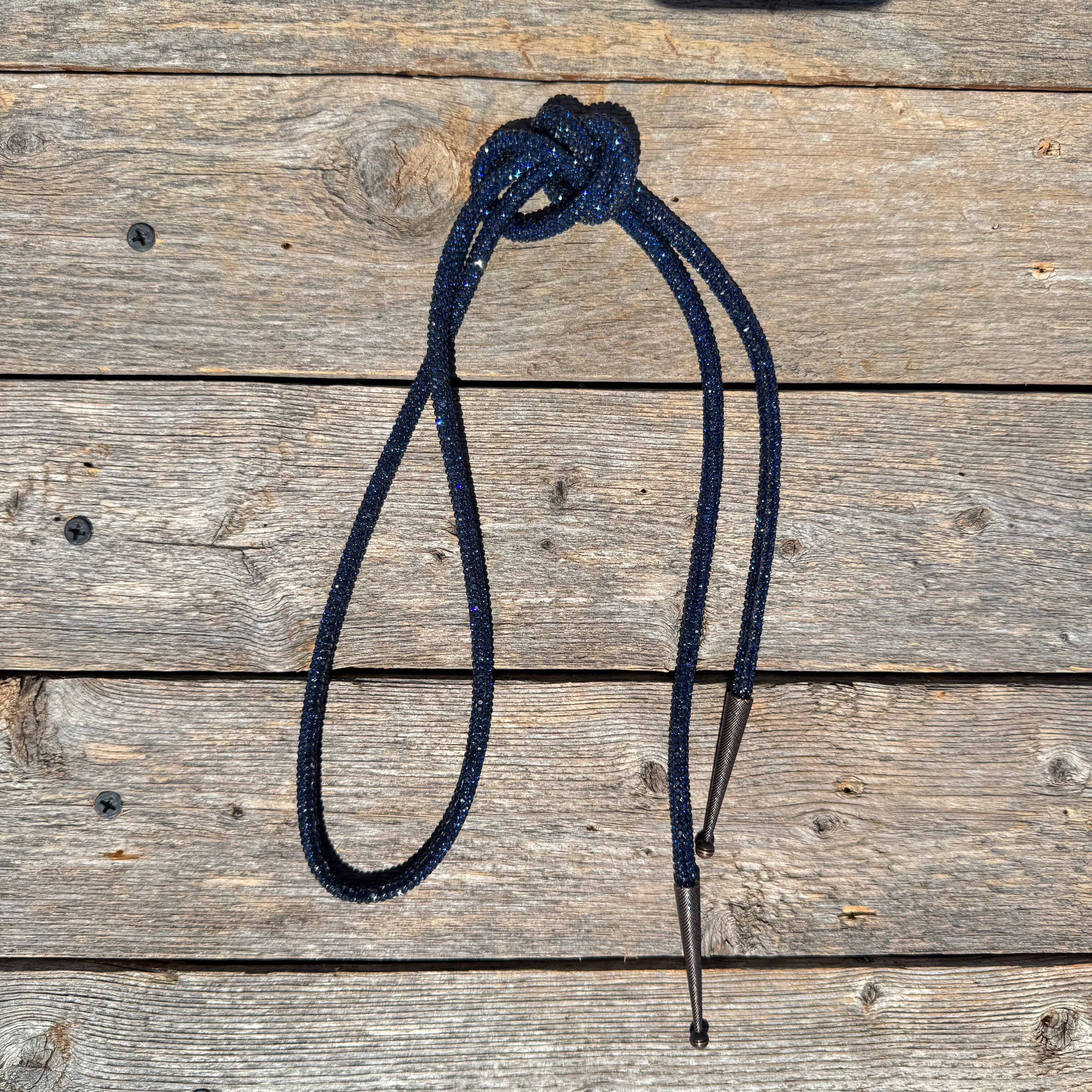 Navy Rhinestone Western Bolo Tie #BT110