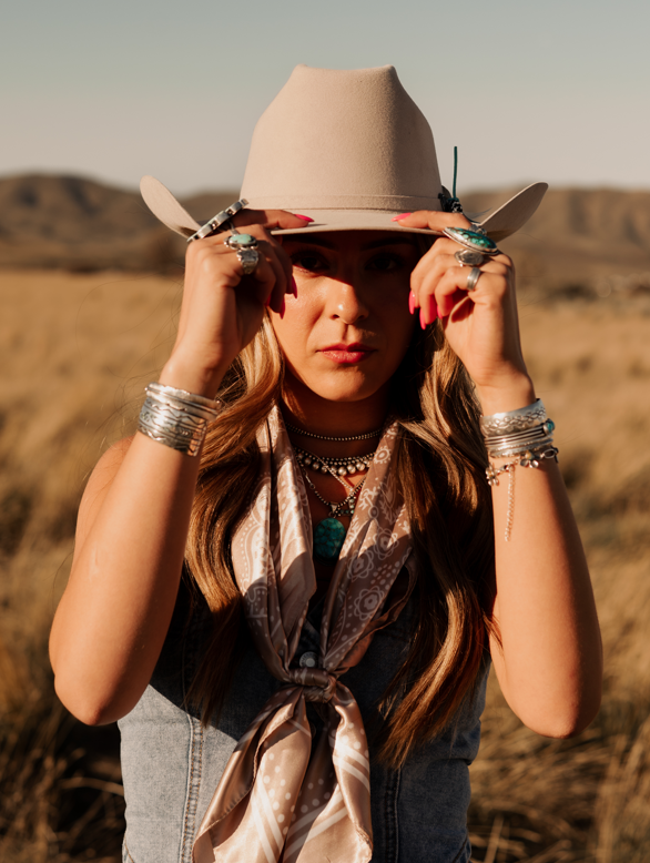 100% Wool Felt Western Cowboy Hat - Style Cattleman: Baby Blue / SM