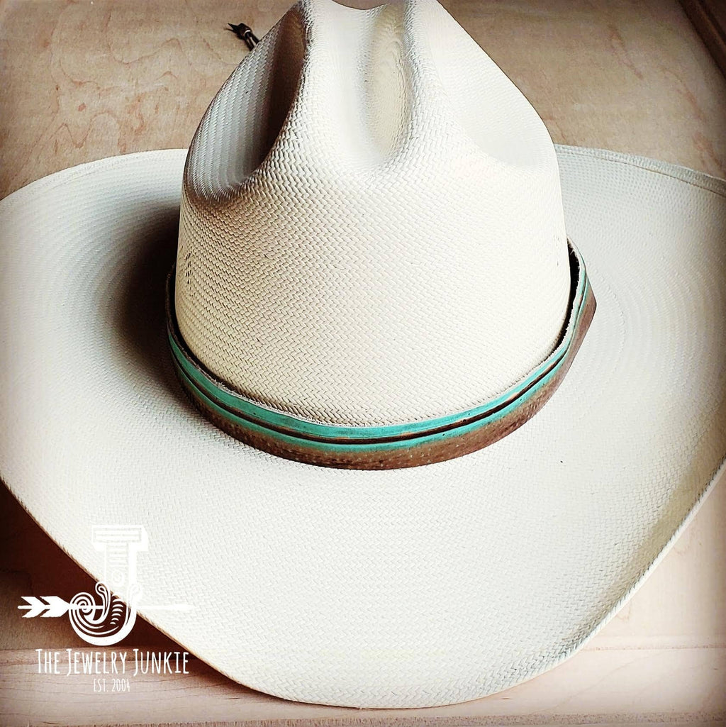 Turquoise Navajo Embossed Leather Hat Band Only 950b: 1 Inch